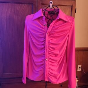 Vibrant Pink Ruched Women's Top